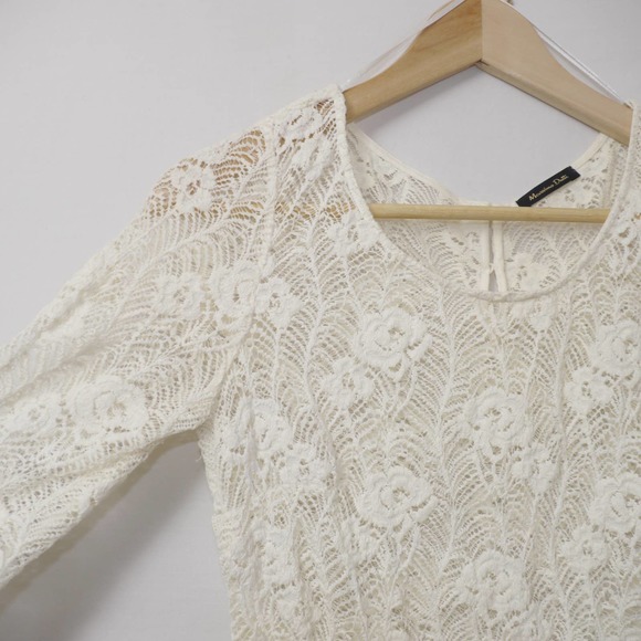 Massimo Dutti Lace Off-White Floral Top Size 36 - Picture 4 of 12